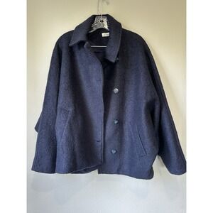 In Loom Women's Wool Blend Navy Blue Coat Size Small